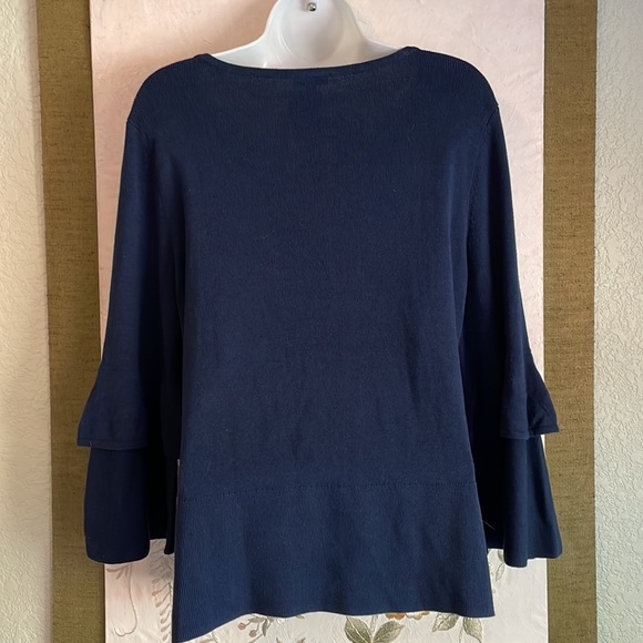 TALBOTS top XL bell sleeve blue - Picture 3 of 8